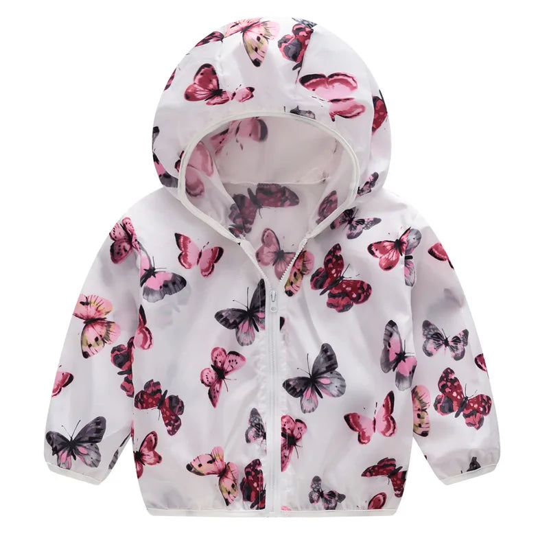 Summer Sun Protective Baby Jackets Thin Hooded Kids Coats Cartoon Children Outerwear Clothing for Girls Boys with Storage Bag