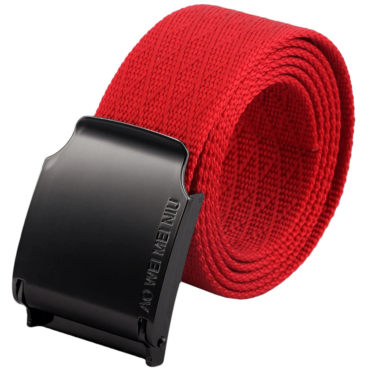 Black Automatic Buckle Red Nylon Belt Male Belt Mens Waist Canvas Belts Long Waistband For Jeans Pants Daily Wear
