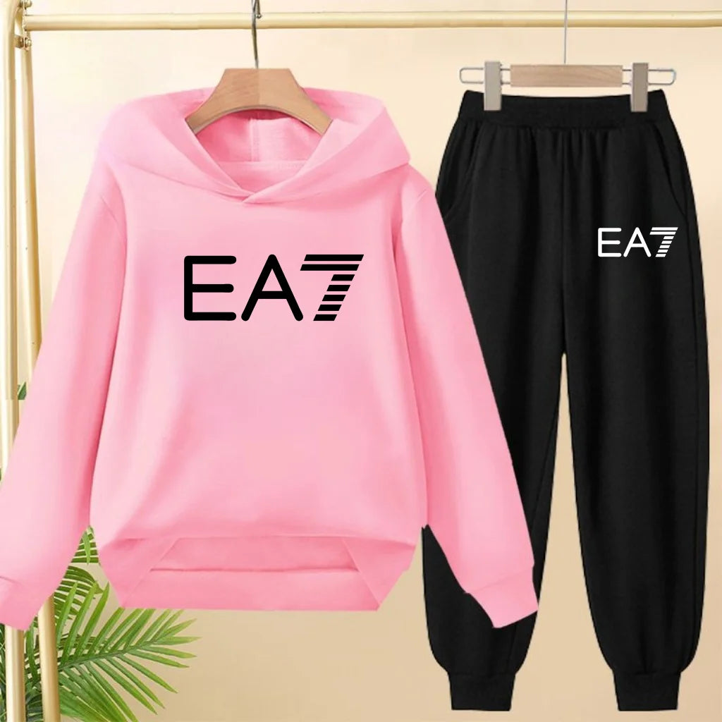 Kids Autumn Winter Hoodie  Letter Print Clothing Casual Top+Trousers 2PBoy Girl 3-12Yrs Child Gift Brand Sports Coat Jogging Set