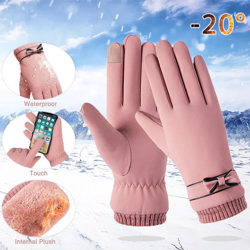 Winter Women Gloves Waterproof Thermal Touch Screen Thermal Windproof Warm Gloves Cold Weather Riding Sports Hiking Ski Gloves