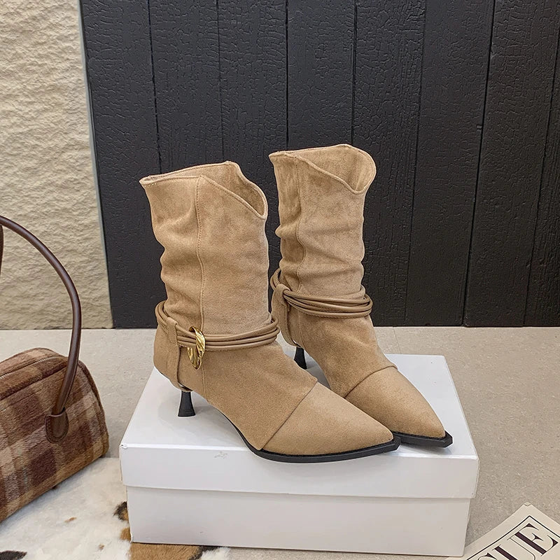 Women's Short Boots - 2026 New Fall/Winter Pointed Toe Low Heel Padded Boots