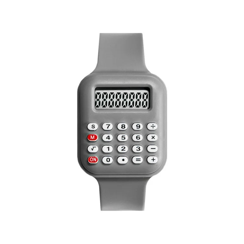 Rubber Strap Children Watch with Calculator Watches for Student Show Time and Date Digital Clock Kids Creative Calculator Watch