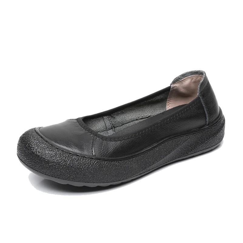 Spring Fashion Women's Loafers Genuine Leather Soft Moccasin Retro Butterfly-Know Flower Summer Ballet Flats Ladies Shoes