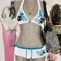 UETEEY 2025 New Summer Swimwear Bikinis Set Sexy Printed Lace Back Naked Bikini 2 Pieces Set Women's Swimwear Slit Beach Bikini