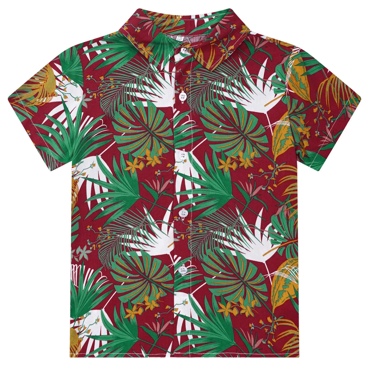 Kids Boys Hawaiian Shirts Tropical Graphic Print Short Sleeve Shirt Casual Turn-Down Collar Tee Tops for Vacation Beach Holiday