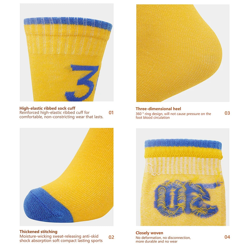 Loogdeel Kids Basketball Socks Breathable Thin Pure Color Sport Socks Thickened Anti-Collision Sports Socks Digital Design