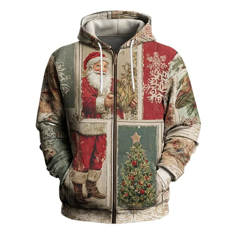 Men's Christmas Hoodies Full Print Vintage Christian Faith Pullover Hoodies Casual Xmas Santa Cross Faith Sweatshirt Tracksuit