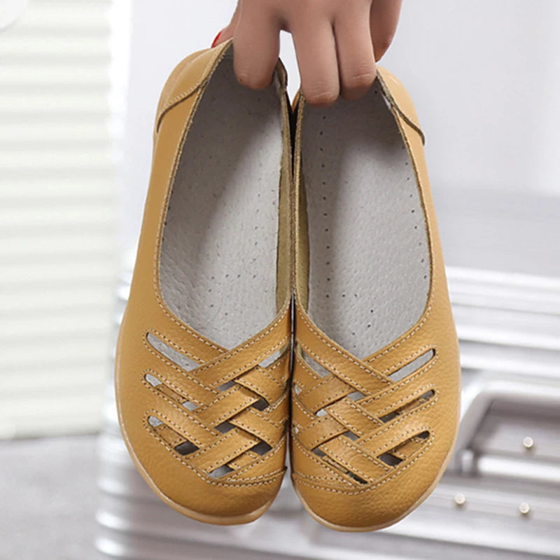 Loafers For Women 2021 Hollow Out New Moccasins Women'S Ballet Flats Pu Leather Female Shoes Woman Loafers Tenis Feminino