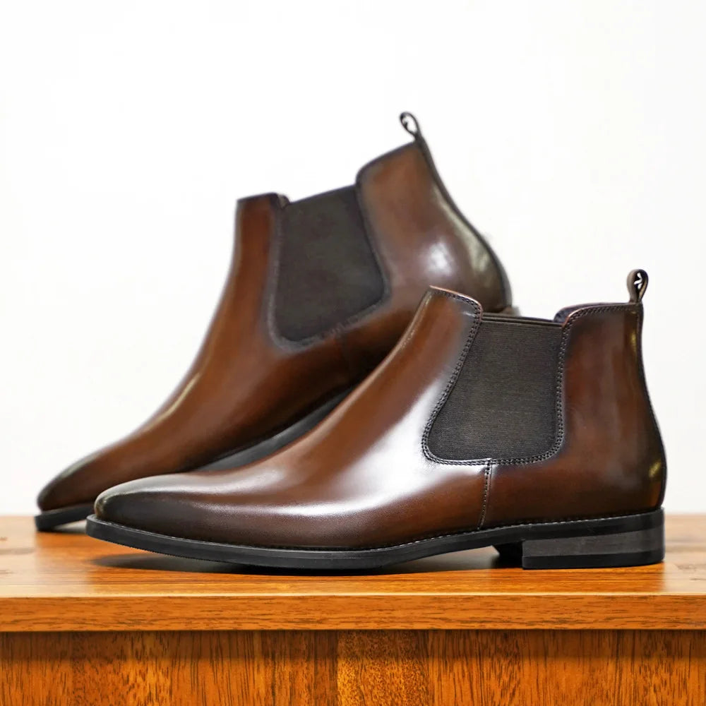 Men's Chelsea Boots Retro Ankle Boot Handmade Leather Boot High Top Casual Boots for Men Classic Business Dress Boots Botas2025
