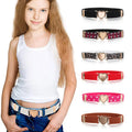 Kids Girl Stretch Waist Belt Adjustable Heart Belt Elastic Belts Uniform Belt for Teen Kids Girls Dresses