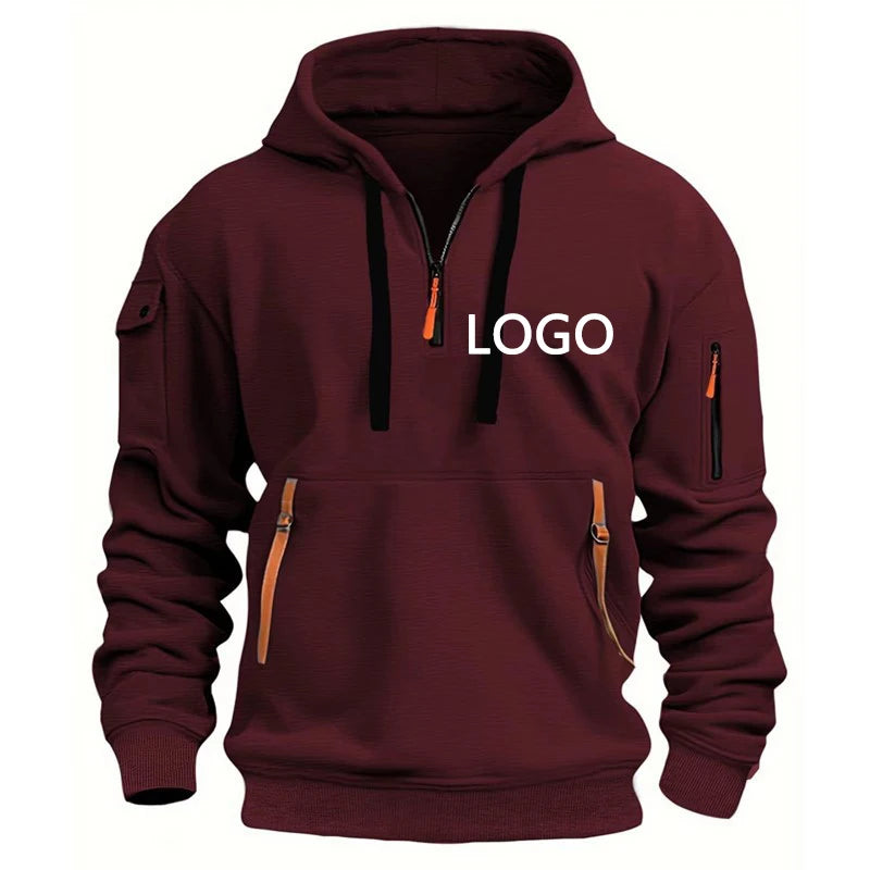 Customized Shoulder Drop Hoodies Men Leisure Sport Multi Zipper Arm Pocket Loose Sweatshirts Women Fashion Hoody Jacket Pullover