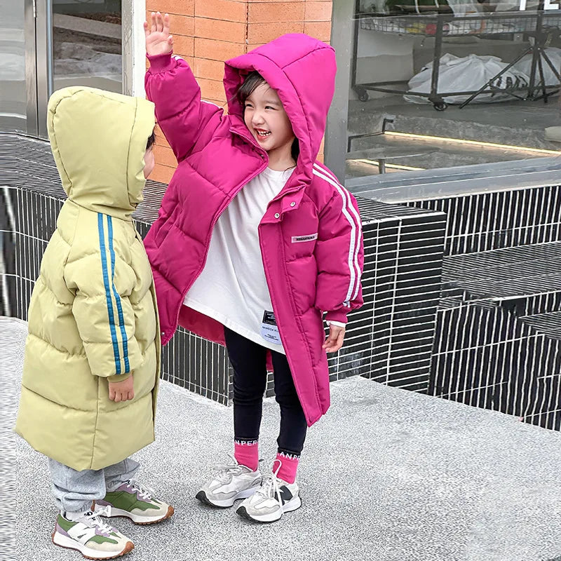 3-10 Years Winter Keep Warm Boys Jacket Thick Solid Color Detachable Hat Hooded Coat For Kids Children Outerwear