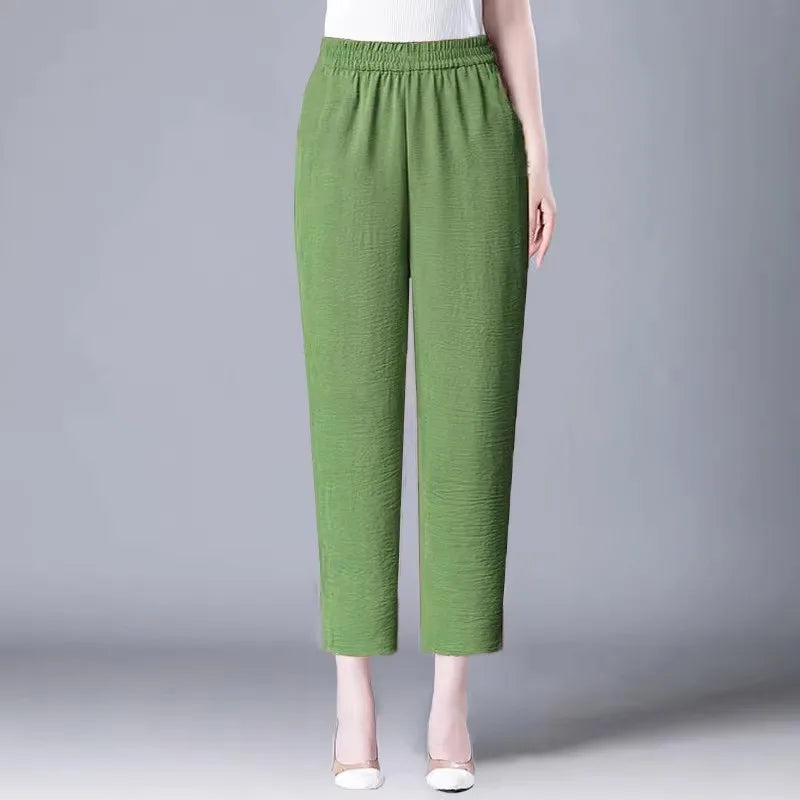 Ice Silk Cotton Linen Harem Pants Women's Summer Thin High Waist ular Carrot Casual Dad Pants 2025  Color Women's Pants