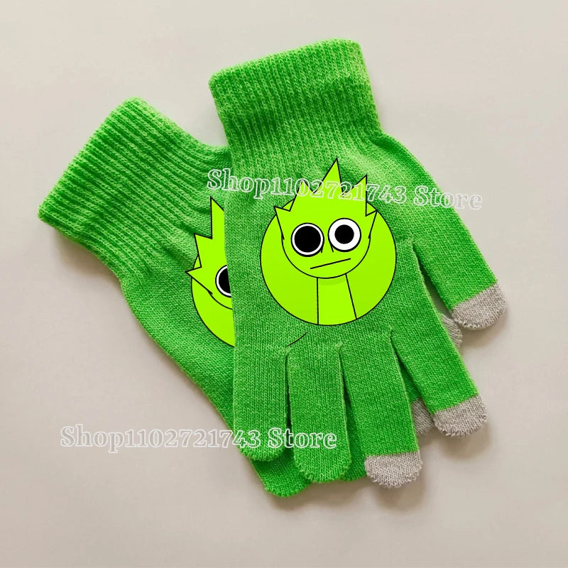 Sprunki Gloves for Children Anime Cartoon Cute Knitted Glove Boys Girls Winter Touchable Screen Warm Accessories Kawaii Mittens
