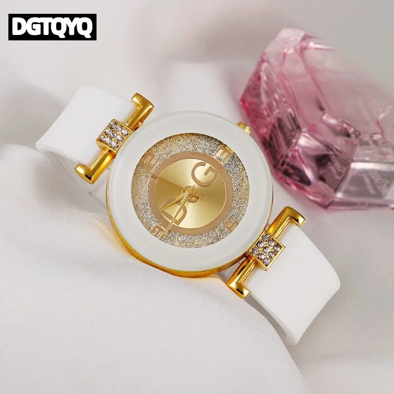DGTQYQ Luxury Fashion Ladies Watch Red Silicone Diamond Men Digital Quartz Watches for Women reloj para mujer montre femme #50
