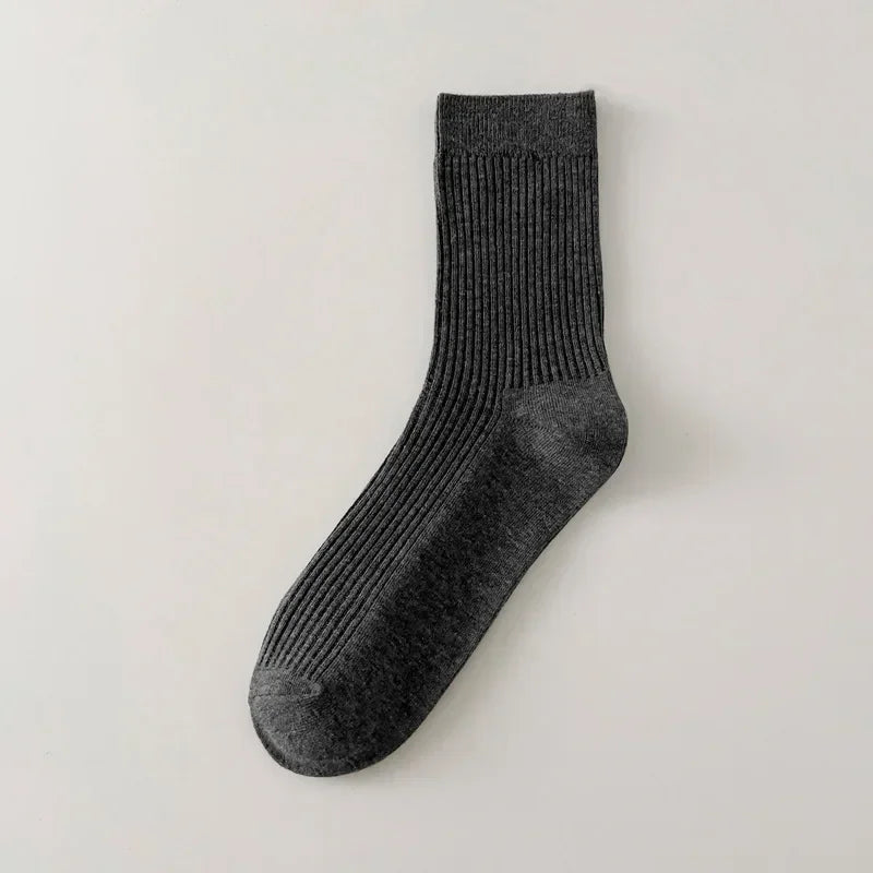 Mens Socks Casual Fashion  Men Business Male Breathable Elastic Cotton Long Socks Solid Color Black Blue Gray SocksAutumn Winter