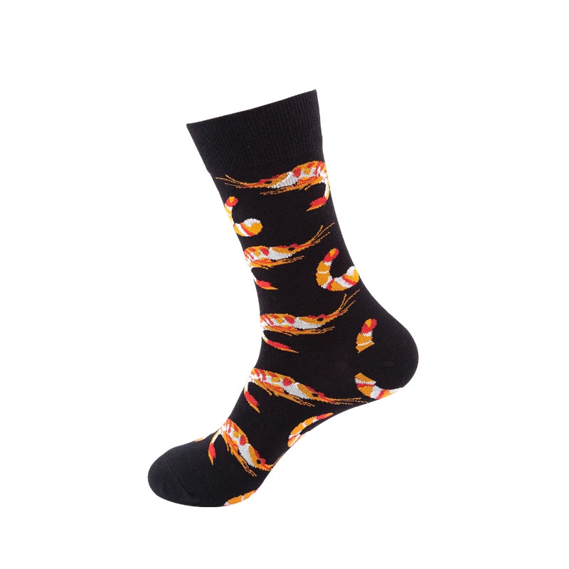 High Quality Funny Socks Women Men Cartoon Socks Seafood Eggs Avocado Sushi Sokken Calcetines Unisex Hip Hop Skateboard Socks