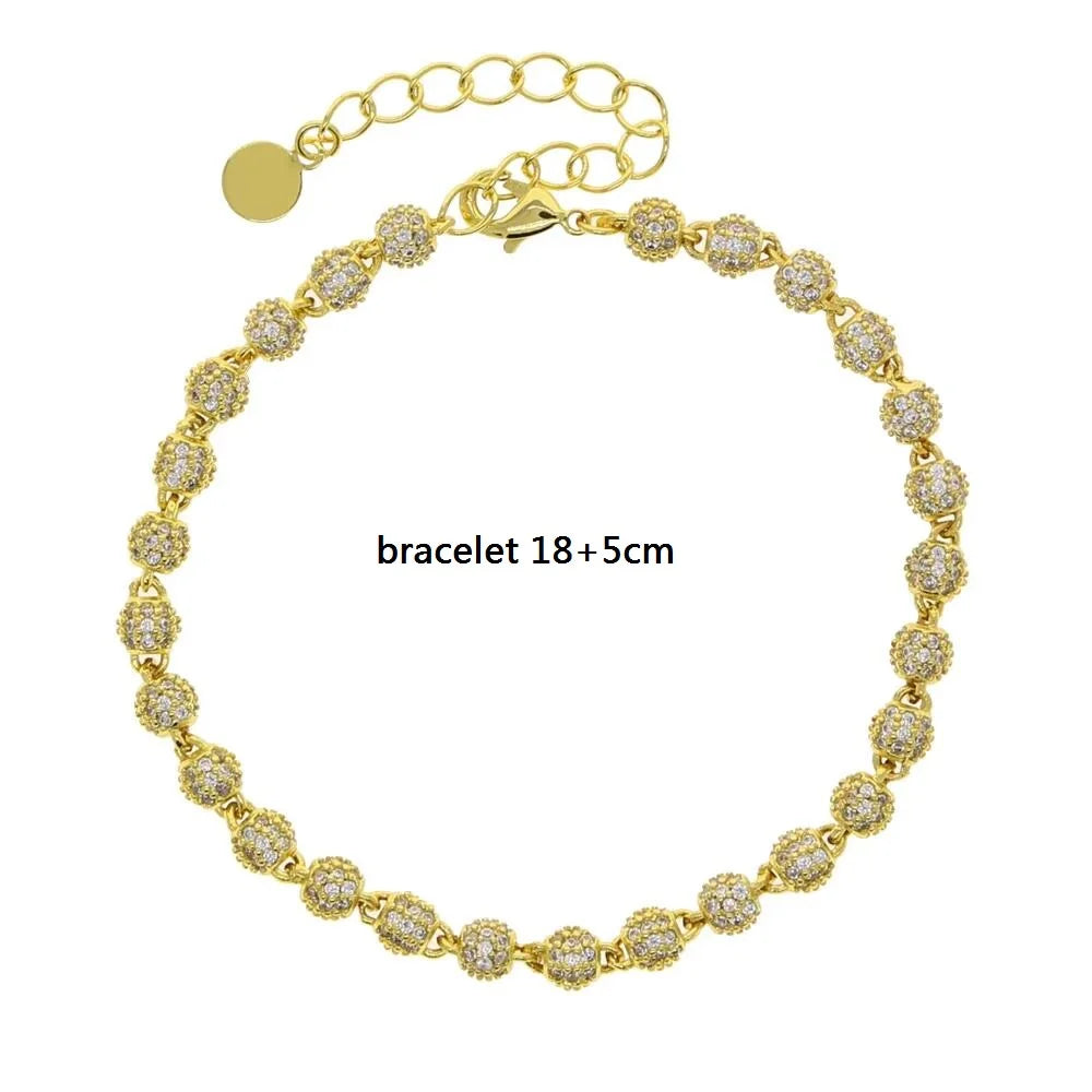 Wholesale Iced Out Bling Hip Hop Rock Men Jewelry Micro Pave CZ Ball Linked Beaded Bracelet 2026