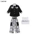 Hip Hop Girls Street Dance Jacket Contrast Cargo Pants Boys Shirt Joggers Clothes Set Kids Streetwear Child Jazz Costumes Outfit