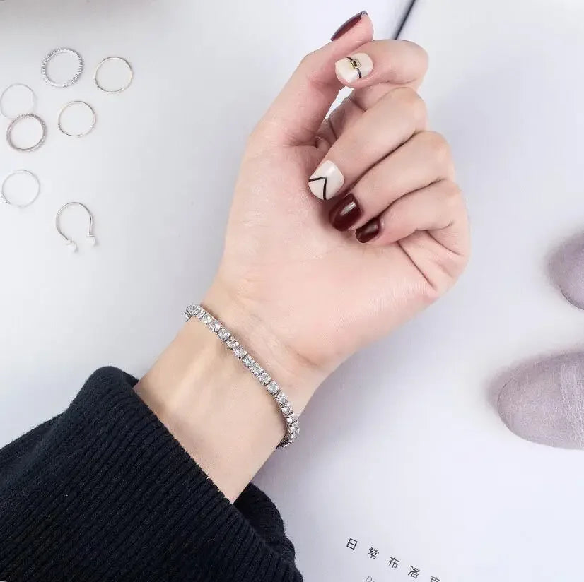 Charm Bracelets For Women/ men High Quality S925 Silver Platinum Plated Moissanite Bracelet Simple Personality Wedding Jewelry Gift
