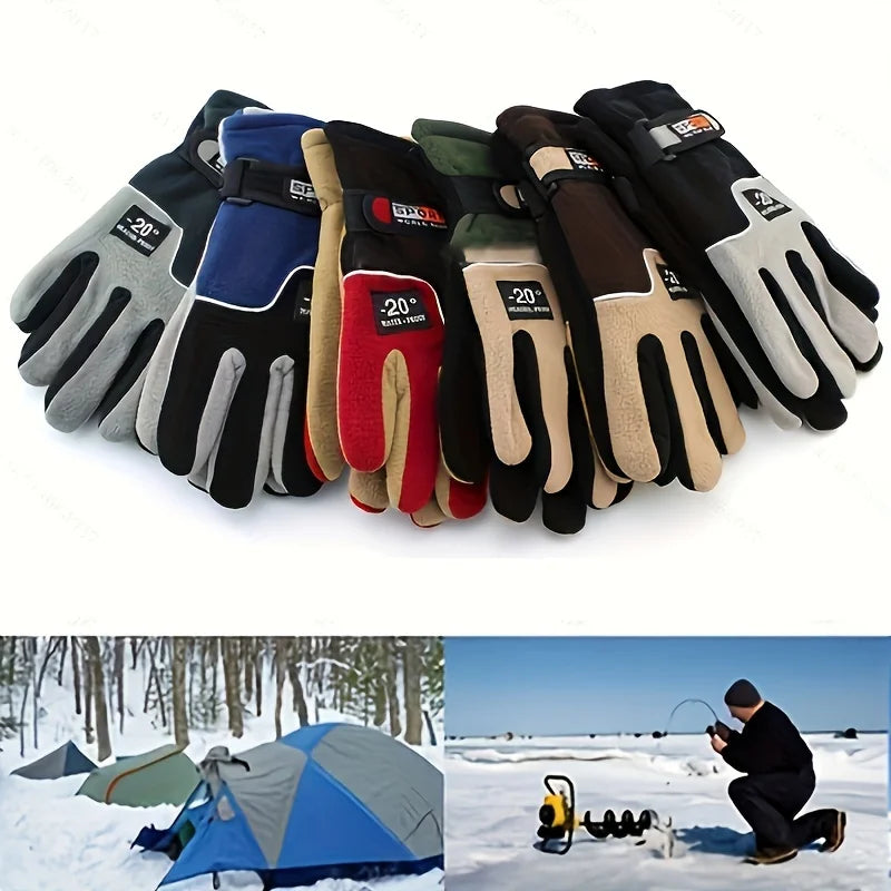 Winter Women Men Fleece Full Finger Gloves Warm Gloves Ski Gloves Outdoor Sport Motorcycle Cycling Snow Gloves Unisex