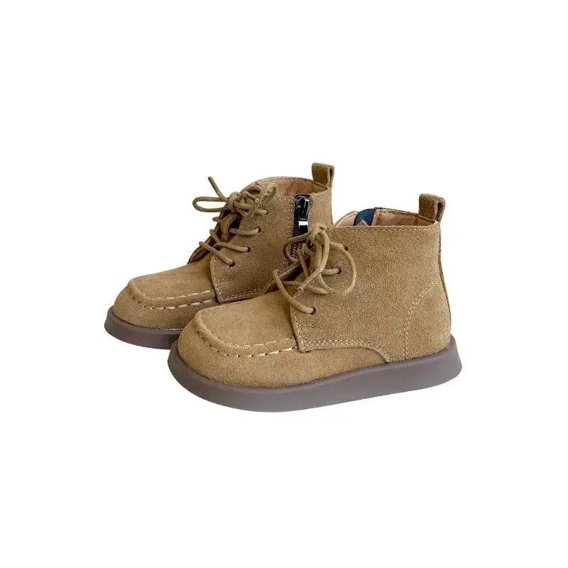 Kids Ankle Boots Retro British Style Children Short Boots Side Zip 2026 Autumn New Boys Girls Leather Boots Versatile Soft Sole