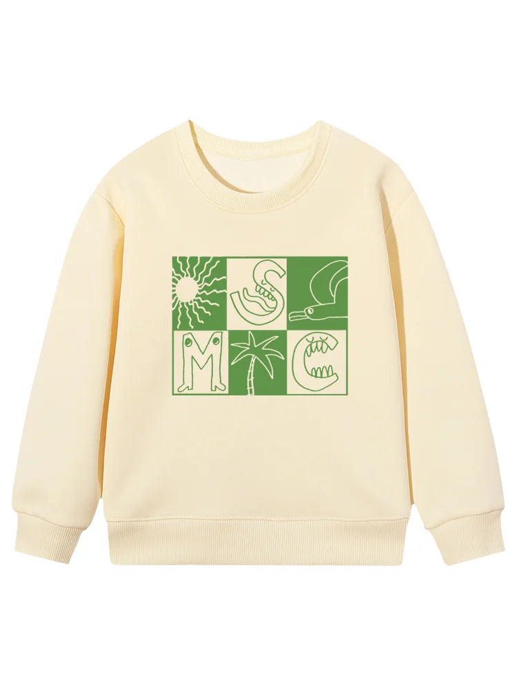 cute Boys sweatshirt Children winter clothing 2026 New cotton fun print long sleeves Kids pullover Cartoon letter Hoodie sweater