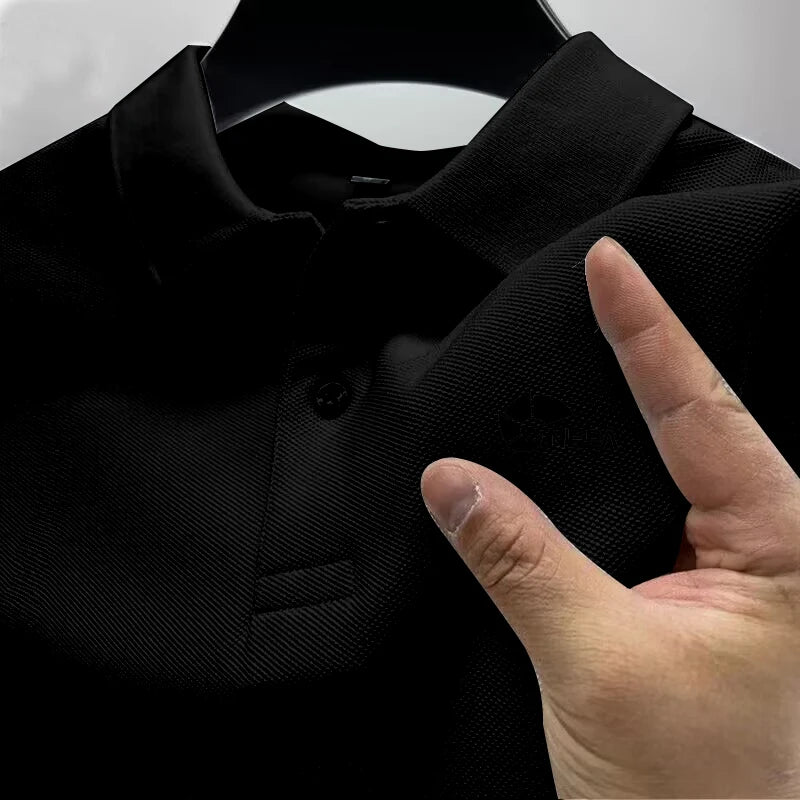 2026 Men's Reflective Polo Shirt, Color Button, Breathable, Casual, Fashionable, Business, Comfort, Summer, Shoes