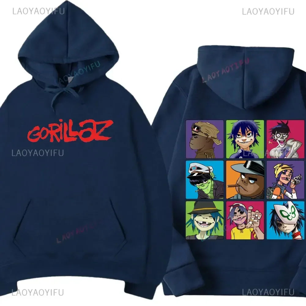 Funny Music Band Gorillaz Demon Days Hoodie Boy Crazy Hoodied Round Collar Long Sleeve T Shirts Clothing Casual Graphic Hoody