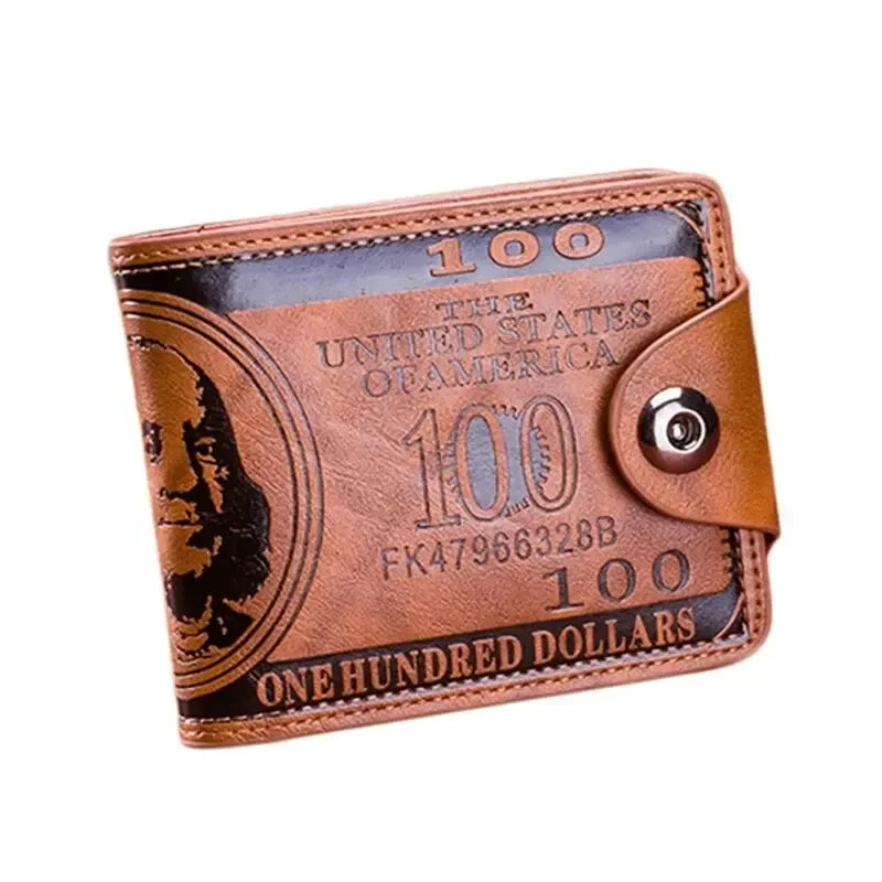 Men's Wallets With 100 US Dollar PatternWallet Male Leather Walet Photo Card HolderFashion Large Capacity Wallet Purse Bag