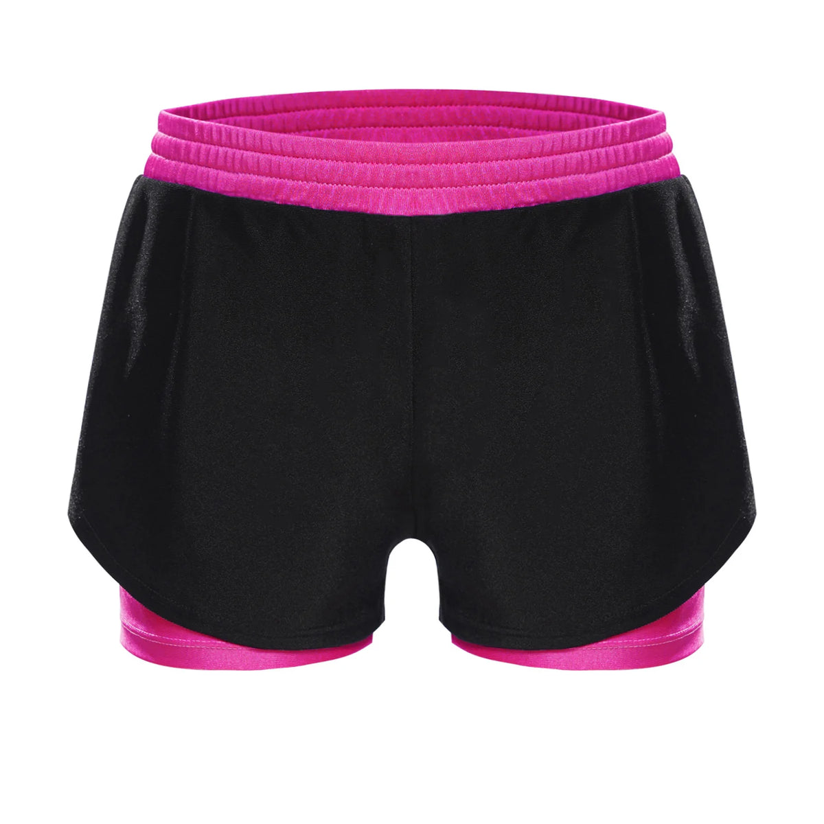 Kids Yoga Sports Shorts for Children Girls Workout Clothing Double-Layer Contrasting Shorts Running Cycling Bottoms Costumes