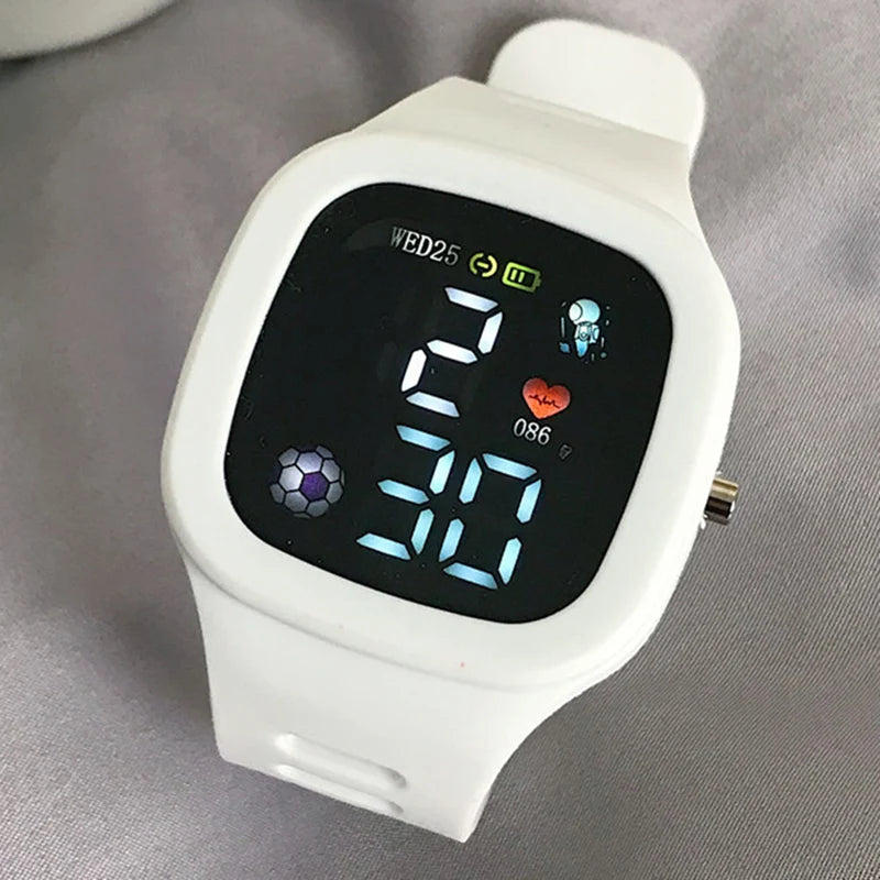 Sports Electronic Watch for Kids Children LED Digital Watch Big Dial Silicone Football Sports Watch Boys Girls Student Clock
