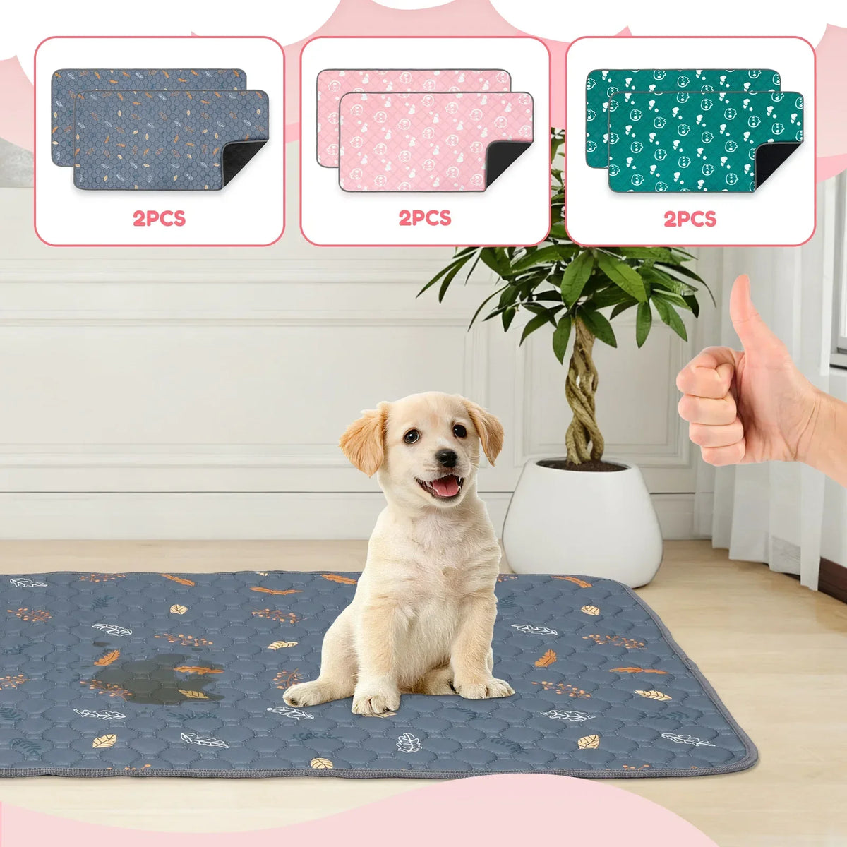 2Pcs Guinea Pig Pee Pad 47x24 Inch Puppy Kitten Blanket Bed Mat Absorbent Bedding Training Mat Reusable Small Pet Soft Sleep Mat