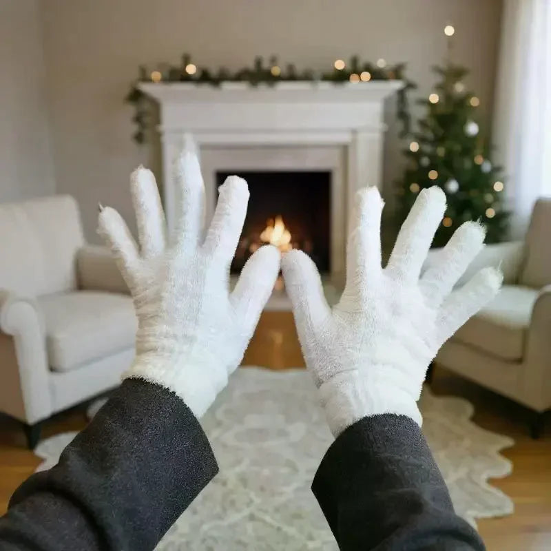 Women's Fashionable Winter Gloves - Cute, Plush, Bow-Embellished and Heat-Preserving, Great Christmas Gifts for Students