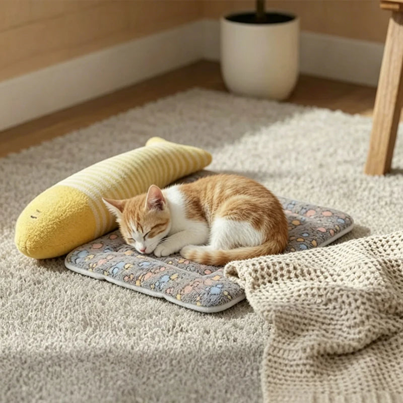1pc Double-sided Pet Mat - Short Plush Pet Bed - Cat - Dog - Cute Pet Mat - Blanket - Warm Kitty Mat - Cat Sofa Bed