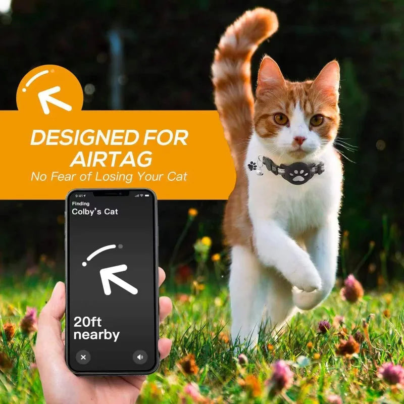 Pet Collar for Airtag Cat Collar Paw Bell Pendant Collar Locator Collar GPS Trackers Pets Accessories (Excluding Tracker)