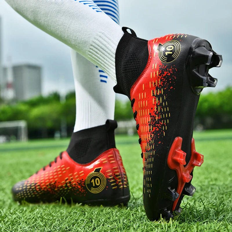 2024 Men's Soccer Shoes  Non-Slip AG/TF Soccer Cleats Ankle Boots Unisex Large Size Ultralight Football Boots Boys Sneakers