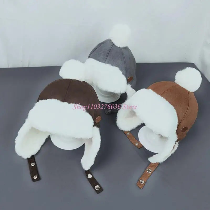 R6FD Baby Boys Girls Hat Kids Children Ear Flap Muff Winter Warm Plush Cap Outdoor Lei Feng Beanie Hat Gifts for 1-4 Years Old