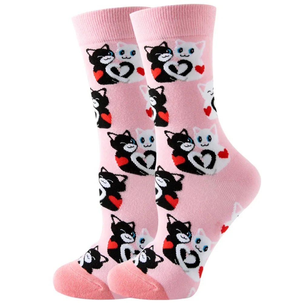 Cute Women Socks Cartoon Animal Food Fruit Socks Kawaii Funny Trendy Socks Happy Harajuku Casual Autumn Spring Stocking