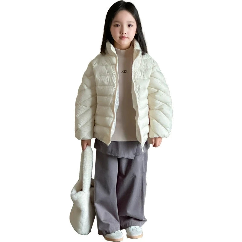 Winter Warm Baby and Girls Boys Lightweight Plain Turtleneck Zip Puffer Jackets Kids Windproof Coats Children Outfit Tops 1-12Yr