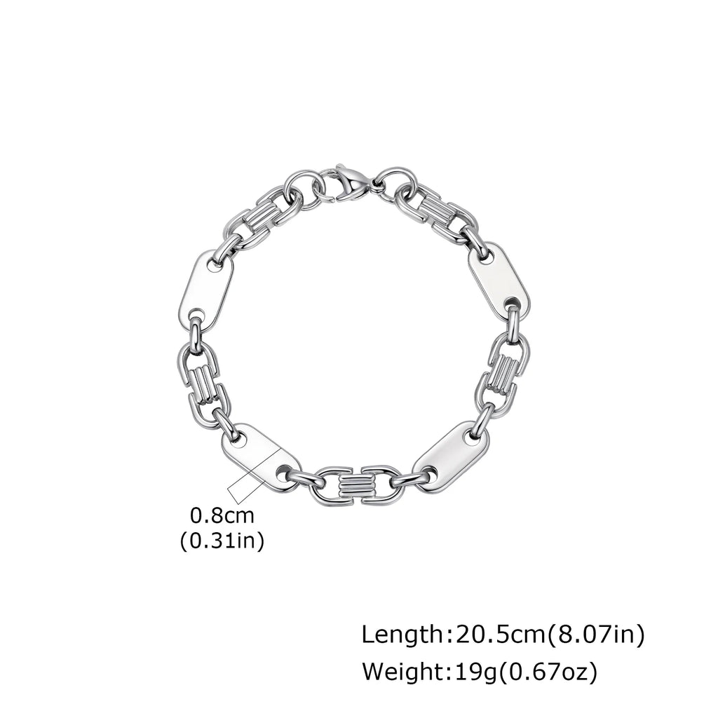Trendy Classic Stainless Steel Bracelet for Men, Geometric Handmade Chain Bracelet, Fashion Jewelry Gift for Him ﻿