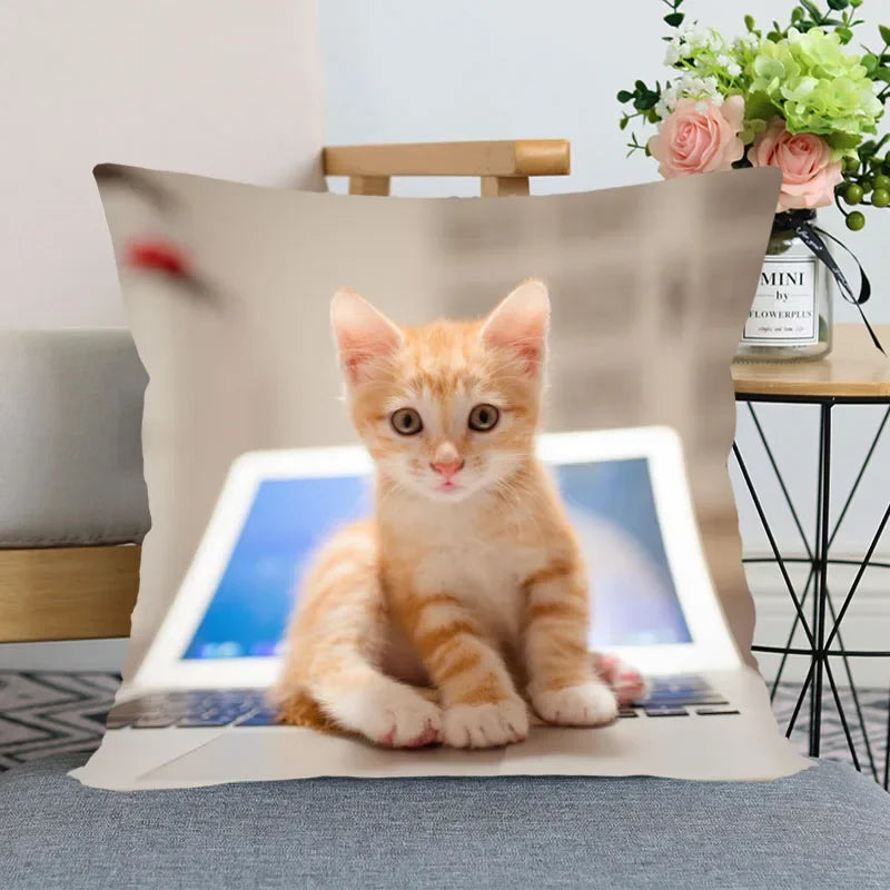 Cute Animal Bed Pillowcase for Car Sofa Home  Pet Cat Printed   Cushion Cover
