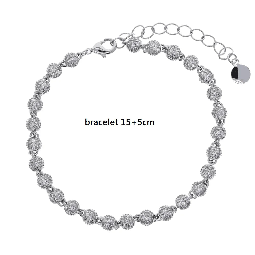 Wholesale Iced Out Bling Hip Hop Rock Men Jewelry Micro Pave CZ Ball Linked Beaded Bracelet 2026