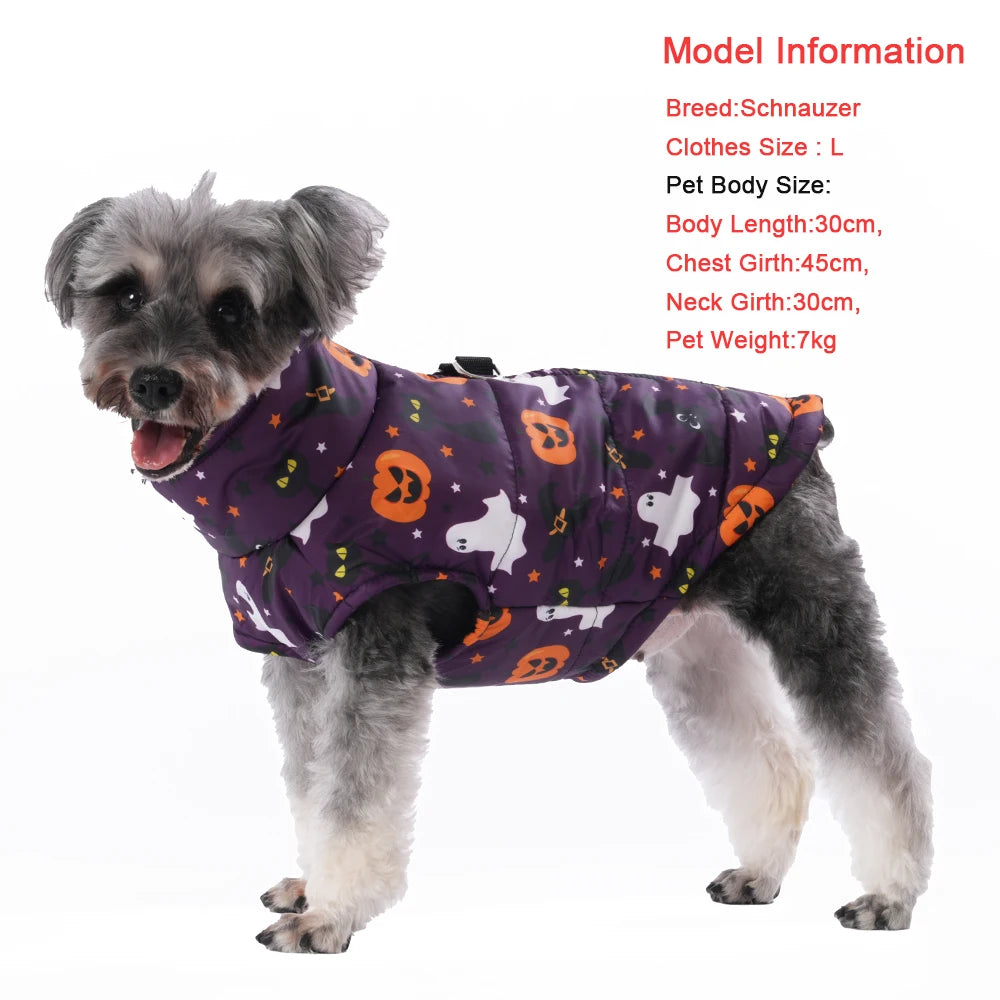 Pet Dog Clothes Autumn Winter Cozy Warm Coat for Small Medium Dogs Halloween Pumpkin Print Clothing Bulldog French Pug Jacket