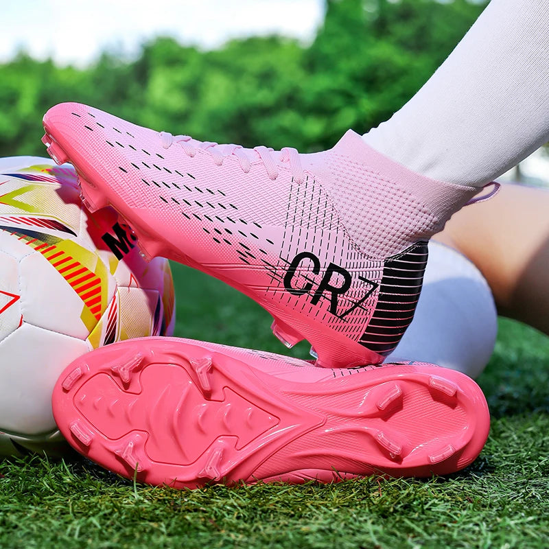 Men/Women Professional Soccer Cleats Anti-slip FG Studded Football Boots Breathable High-Top Training Shoes