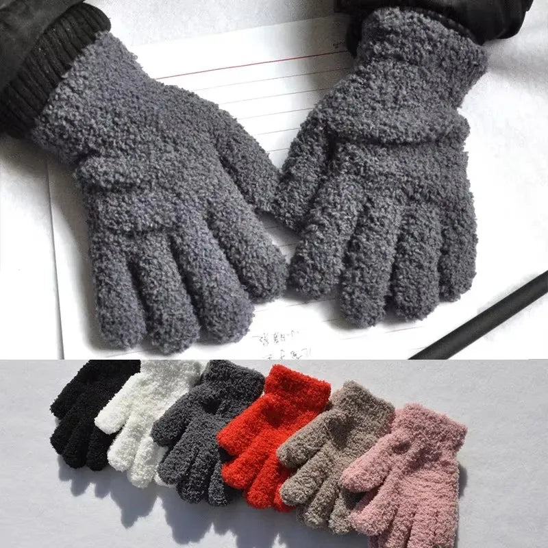New 1-4Y Kids Gloves Winter Baby Plush Coral Gloves Toddler Full Fingers Cute Mittens Warm Windproof Glove For Boys Girls
