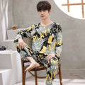 New Men's Spring And Autumn Striped Leisure Pajamas Sets Boys Long-Sleeved Home Wear Teenagers Outside The Home Wear Suit