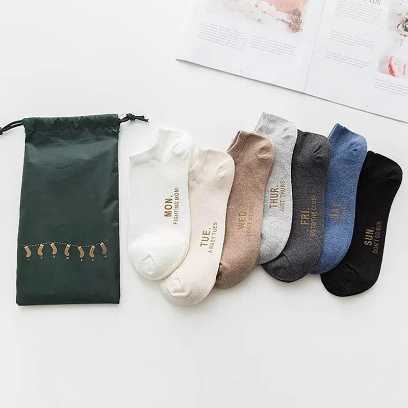 7 Pairs Fashion Mens Socks Combed Cotton Solid Color Business Socks For Man British Style Multi-colored Week Socks For Men Dress