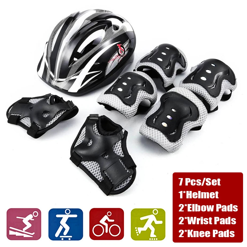 Kids Rollerblading Protective Gear Set Helmet Protector Knee Elbow Wrist Pads Boy Girl Bike Skateboard Skiing Scooter Sports