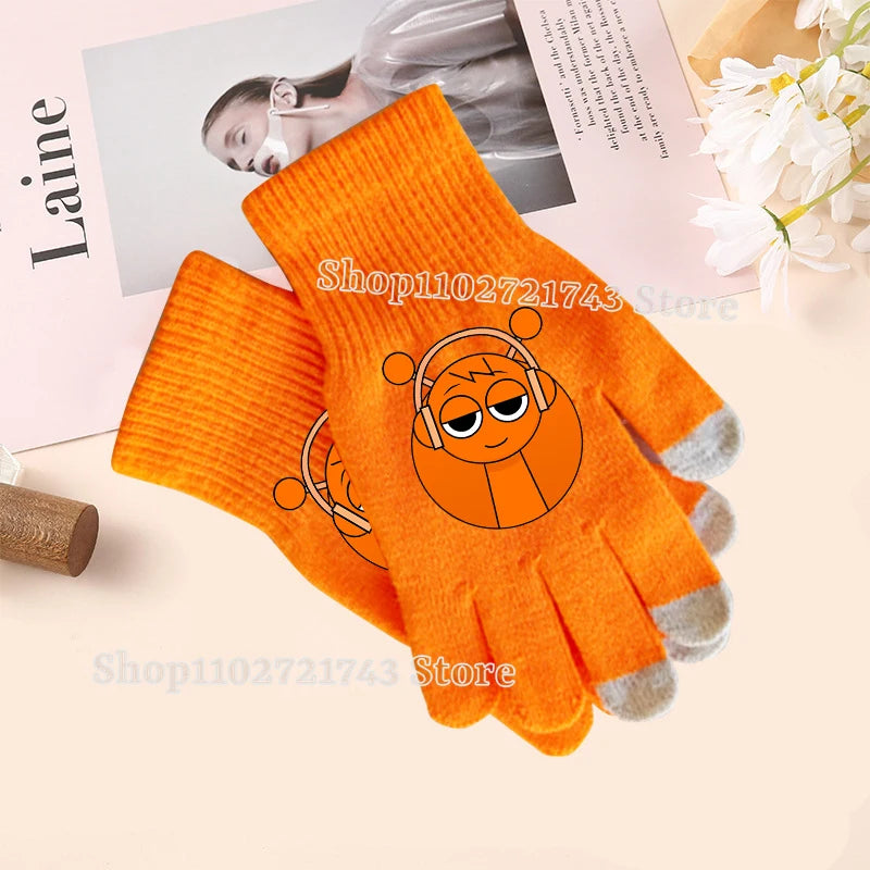 Sprunki Gloves for Children Anime Cartoon Cute Knitted Glove Boys Girls Winter Touchable Screen Warm Accessories Kawaii Mittens